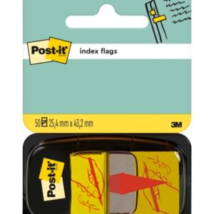 post it index dispensador con 50 marcadores de indice reposicionables con flecha indicativa firmar aqui forma rectangular color amarillo claro