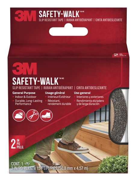 3m safety walk cinta adhesiva antideslizante uso en interior y exterior 50.8mm x 4.57m color gris oscuro
