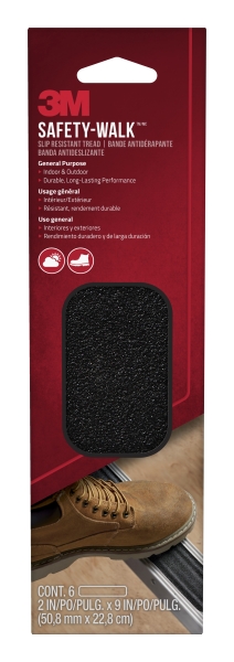 3m safety walk pack de 6 tiras adhesivas antideslizantes uso en interior y exterior 50.8mm x 228m color negro