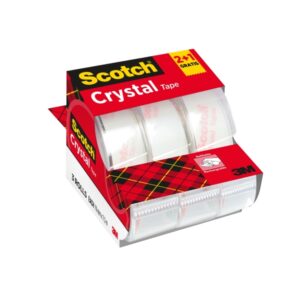 scotch crystal pack de 3 cintas adhesivas 19mm x 7.5m promocion 2 + 1 gratis color transparente