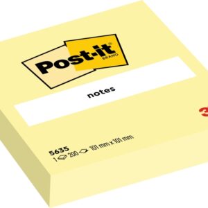 post it bloc de 200 notas adhesivas reposicionables forma cuadrada 101x101mm color amarillo claro