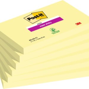 post it super sticky pack de 6 blocs de 90 notas adhesivas reposicionables forma rectangular color amarillo claro