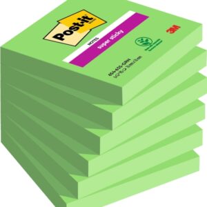 post it super sticky blocs de 90 notas adhesivas reposicionables 76x76mm 100% pefc color verde