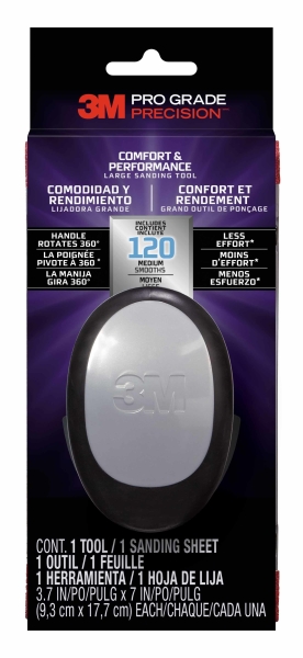 3m pro grade precision comfort & performance herramienta manual de lijado formato grande 9.3x17.7cm color negro/gris