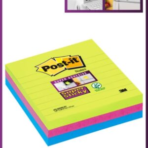 post it super sticky pack de 3 blocs de 70 notas adhesivas reposicionables 101x101mm 100% pefc colores surtidos