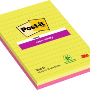 post it super sticky pack de 2 blocs de 45 notas adhesivas reposicionables forma rectangular 203x127mm colores surtidos