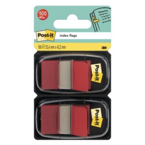 post it index pack de 2 dispensadores con 50 marcadores de indice reposicionables forma rectangular color rojo