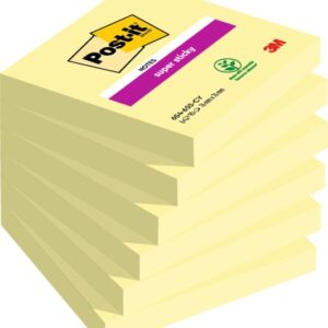 post it super sticky pack de 6 blocs de 90 notas adhesivas reposicionables forma cuadrada 76x76mm color amarillo claro