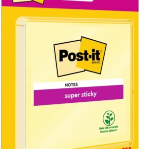 post it super sticky bloc de 90 notas adhesivas reposicionables 76x76mm 100% pefc color amarillo claro