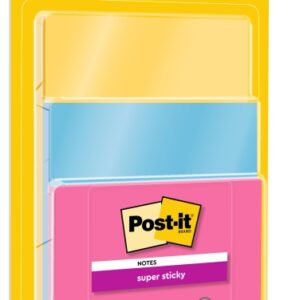 post it super sticky pack de 3 blocs de 45 notas adhesivas reposicionables forma colores surtidos