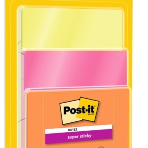 post it super sticky pack de 3 blocs de 45 notas adhesivas reposicionables forma cuadrada colores surtidos