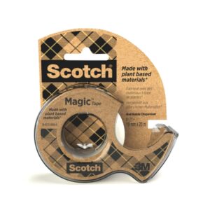 scotch magic cinta adhesiva 66% adhesivo vegetal 19mm x 20m incluye dispensador color blanco