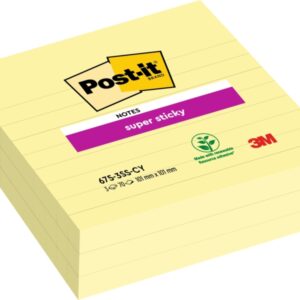 post it super sticky pack de 3 blocs de 70 notas grandes adhesivas reposicionables 101x101mm color amarillo claro