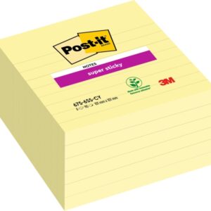 post it super sticky pack de 6 blocs de 90 notas grandes adhesivas reposicionables 101x101mm color amarillo claro