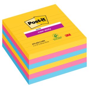 post it super sticky pack de 6 blocs de 90 notas adhesivas reposicionables forma cuadrada 101x101mm colores surtidos
