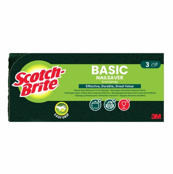 scotch brite basic pack de 3 estropajos de cocina proteccion para los dedos color verde oscuro