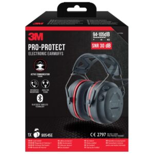 3m worktunes connect orejeras auditivas con bluetooth microfono integrado snr 3db sonido de alta calidad ajustable color negro/rojo