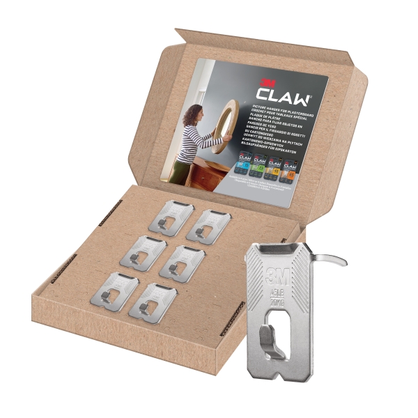 3m claw pack de 6 ganchos de metal para paredes de yeso soporta hasta 20kg color gris/titanio