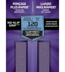 3m pro grade precision faster pack de 6 hojas de lijado grano 120 mediano 9.31x22.8cm rendimiento superior reduccion de fatiga color morado