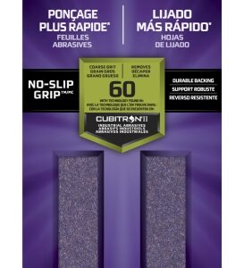 3m pro grade precision faster hojas de lijado grano 60 grueso 9.31x22.8cm rendimiento superior reduccion de fatiga color lavanda