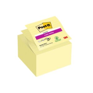 post it super sticky pack de 5 blocs de 90 z notas grandes adhesivas reposicionables z notas grandes con lineas color amarillo claro