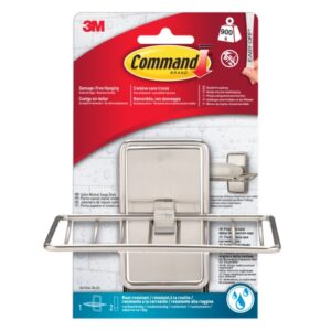 command jabonera de aseo soporta hasta 0.9kg incluye 2 tiras adhesivas medianas para aseo color niquel satinado