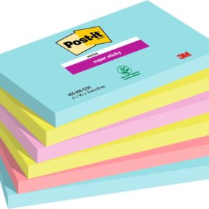 post it super sticky pack de 6 blocs de 90 notas adhesivas reposicionables forma rectangular colores surtidos