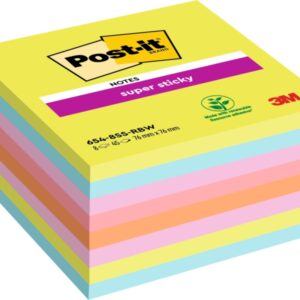 post it super sticky pack de 8 blocs de 45 notas adhesivas reposicionables 76x76mm 100% pefc colores surtidos