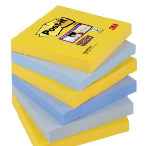 post it super sticky pack de 6 blocs de 90 notas adhesivas reposicionables forma cuadrada 76x76mm colores surtidos