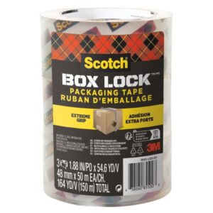 scotch box lock pack de 3 precintos de embalaje 48mm x 50m color transparente