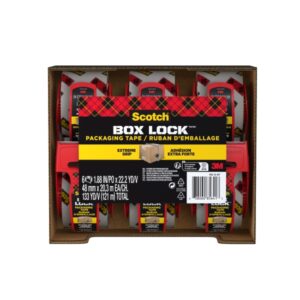 scotch box lock pack de 6 precintos de embalaje 48mm x 20.3m incluye dispensador color transparente