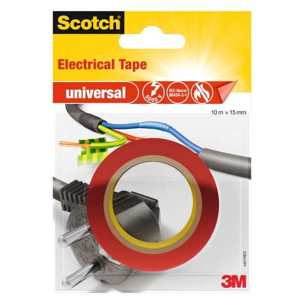 scotch cinta aislante 10m x 15mm color rojo