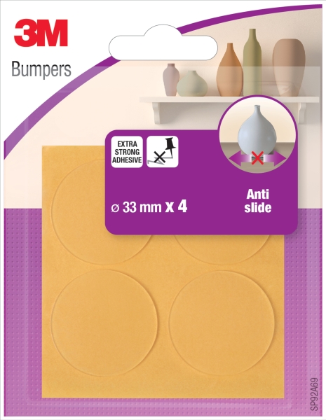 3m pack de 4 almohadillas adhesivas antideslizamiento 33mm de diametro color transparente
