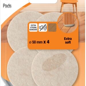 3m pack de 4 almohadillas de fieltro 50mm de diametro extra suaves color beige