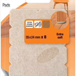 3m pack de 8 almohadillas de fieltro extra suaves 35x24mm color beige