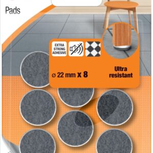 3m pack de 8 fieltros adhesivos 22mm de diametro ultra resistentes color blanco y gris