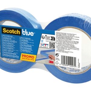 scotchblue pack de 2 cintas de enmascarar 24mm x 41m 100% pefc multisuperficie color azul