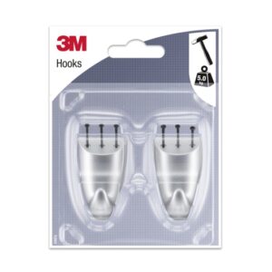 3m pack de 2 ganchos para clavar formato m soporta hasta 5kg color gris metalizado