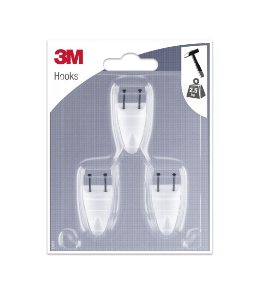 3m pack de 3 ganchos para clavar formato s soporta hasta 2.5kg color blanco