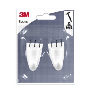 3m pack de 2 ganchos para clavar formato m soporta hasta 5kg color blanco