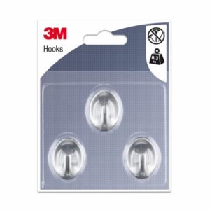 3m pack de 3 ganchos adhesivos ovalados formato s soporta hasta 0.3kg color gris metalizado