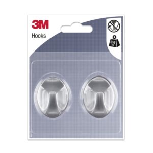 3m pack de 2 ganchos adhesivos ovalados formato m soporta hasta 0.6kg color gris metalizado