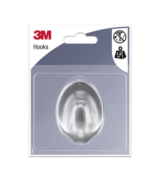 3m gancho adhesivo ovalado formato l soporta hasta 1.2kg color gris metalizado