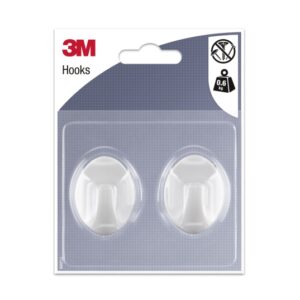 3m pack de 2 ganchos adhesivos ovalados formato m soporta hasta 0.6kg color blanco