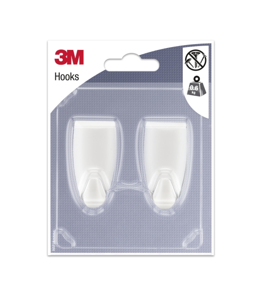 3m pack de 2 ganchos adhesivos modernos formato m soporta hasta 0.6kg color blanco