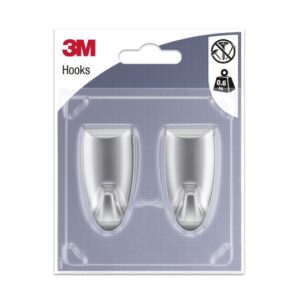 3m pack de 2 ganchos adhesivos modernos formato m soporta hasta 0.6kg color gris metalizado