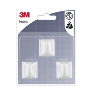 3m pack de 3 ganchos adhesivos rectangulares formato s soporta hasta 0.3kg color blanco