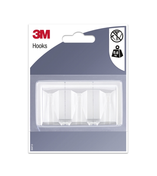 3m gancho adhesivo rectangular formato l soporta hasta 0.6kg color blanco