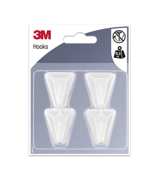 3m pack de 4 ganchos adhesivos triangulares soporta hasta 1kg color blanco