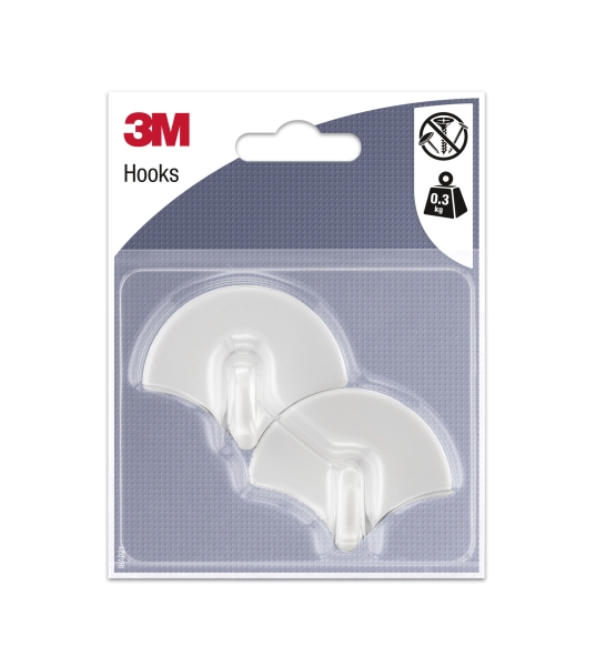 3m pack de 2 ganchos adhesivos con forma de abanico soporta hasta 0.3kg color blanco